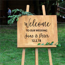 Bride and Groom Names Wedding Date Welcome Sticker Sign