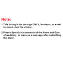 Bride and Groom Names Wedding Date Welcome Sticker Sign