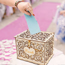 Natural Wood Filigree Wedding Card Box