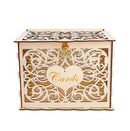 Natural Wood Filigree Wedding Card Box