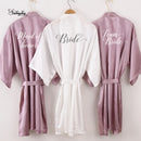Mauve or white satin bathrobe for bride and hen party or bridesmaid