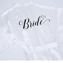 Mauve or white satin bathrobe for bride and hen party or bridesmaid
