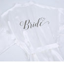 Mauve or white satin bathrobe for bride and hen party or bridesmaid