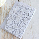 Floral Laser Cut Pocket  3D wedding invitation Card