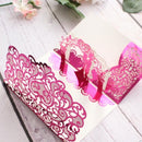 Floral Laser Cut Pocket  3D wedding invitation Card