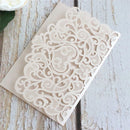 Floral Laser Cut Pocket  3D wedding invitation Card