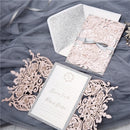 100 pieces Laser Floral Glittery Engagement and Wedding Invitation Cards