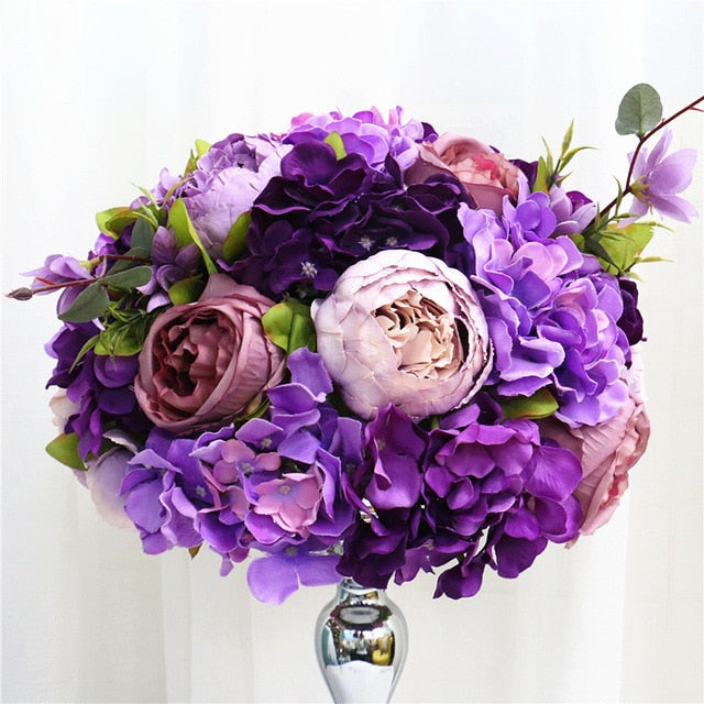 35cm, 45cm or 50cm Silk Rose Hydrangea Peonies Artificial Flower Decorations