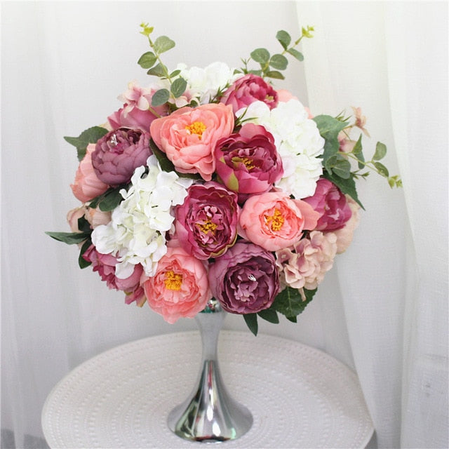 35cm, 45cm or 50cm Silk Rose Hydrangea Peonies Artificial Flower Decorations