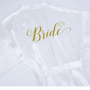 Mauve or white satin bathrobe for bride and hen party or bridesmaid