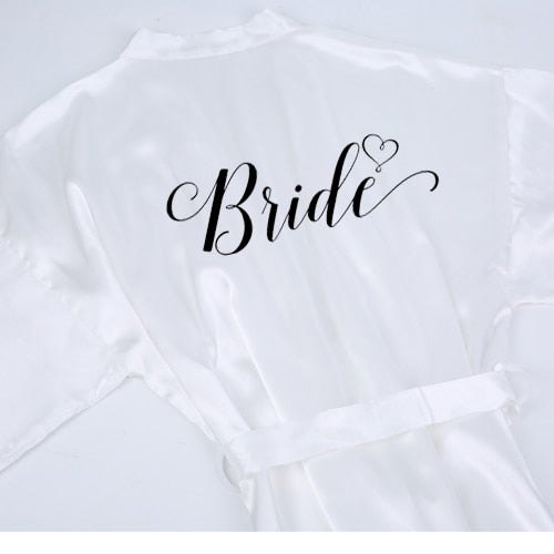 Mauve or white satin bathrobe for bride and hen party or bridesmaid
