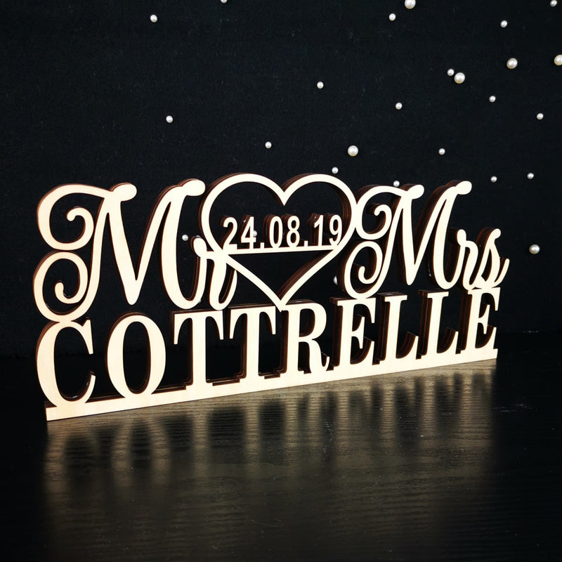 Wedding Table Sign with Last Name And Date