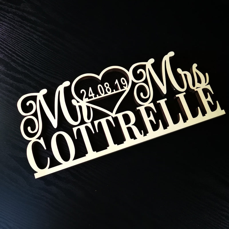 Wedding Table Sign with Last Name And Date
