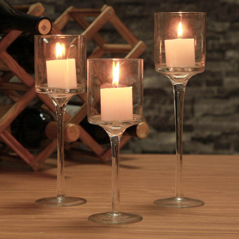 3 piece Set Handmade Glass Candle Holders