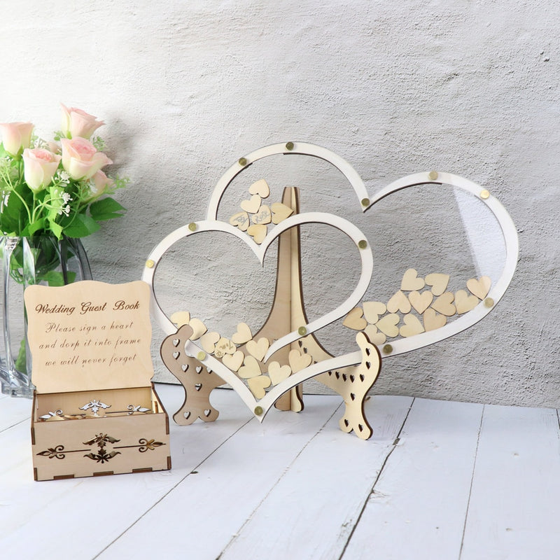 Double Heart Shape Wedding Guest Book