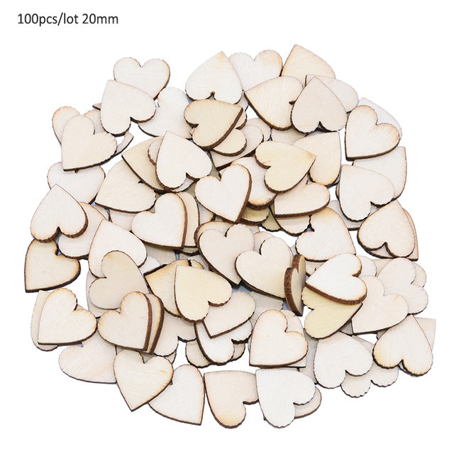 50/100pcs Blank Heart Wood Slices