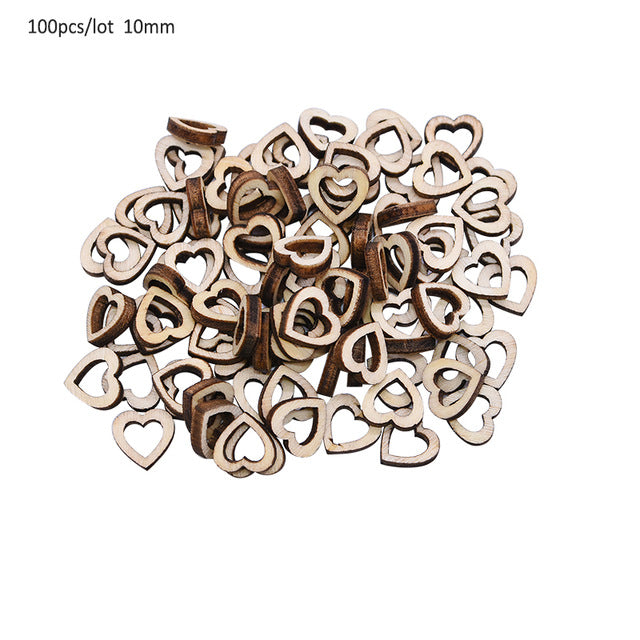 50/100pcs Blank Heart Wood Slices