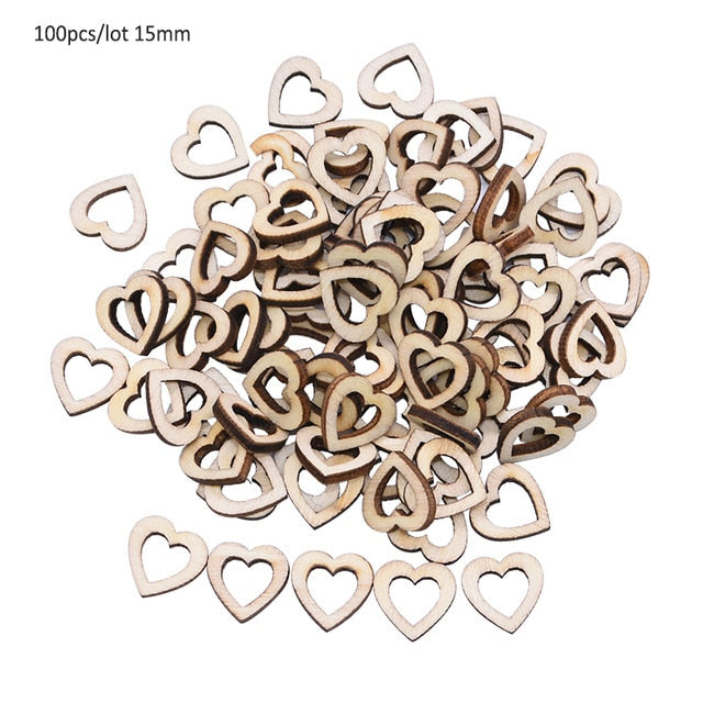 50/100pcs Blank Heart Wood Slices