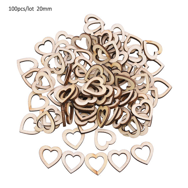 50/100pcs Blank Heart Wood Slices