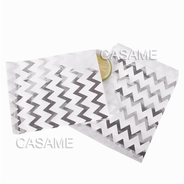 Pack of 25 Chevron/Spot/Star/Plain/Polka Dot Bags with optional stickers