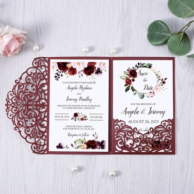 50pcs Filigree Wedding Invitation Cards