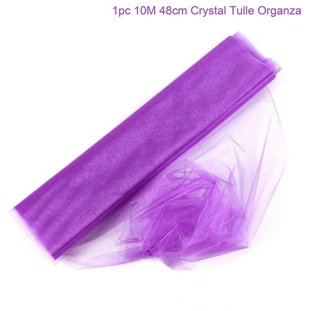 5m/10m Wedding Sheer Fabric Crystal Organza Tulle Roll