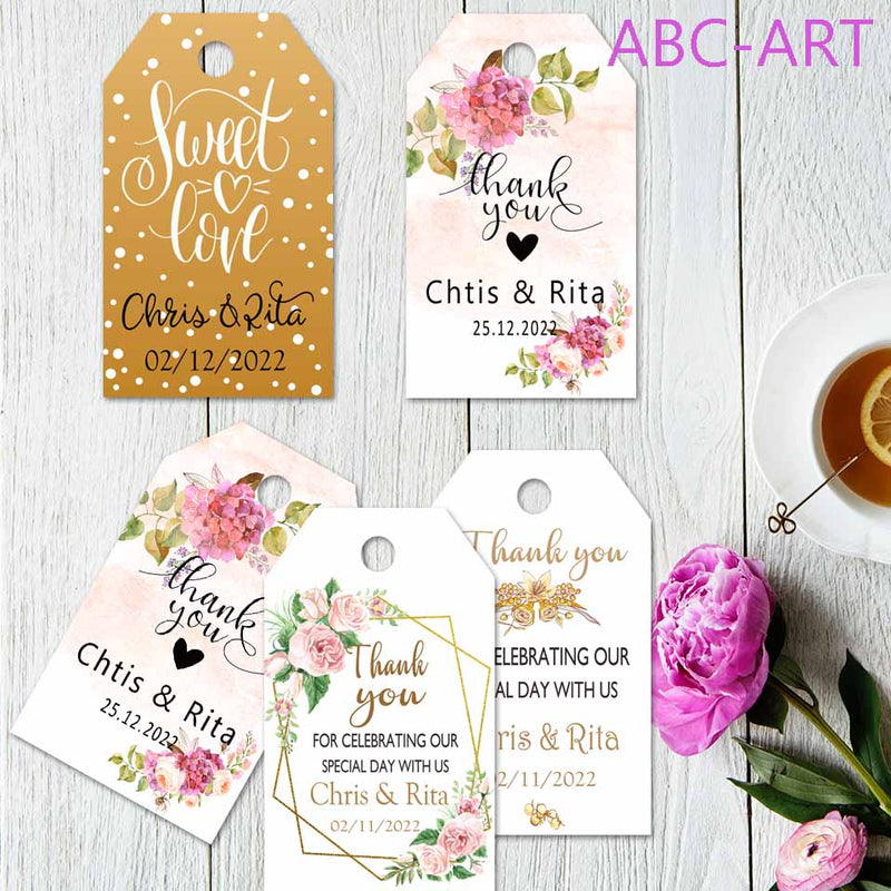 120 Piece Set Personalised Rectangular Wedding Tags