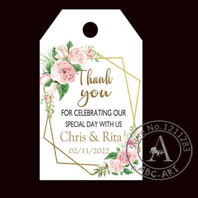 120 Piece Set Personalised Rectangular Wedding Tags