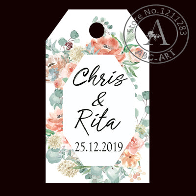 120 Piece Set Personalised Rectangular Wedding Tags