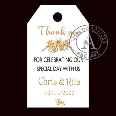 120 Piece Set Personalised Rectangular Wedding Tags