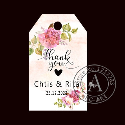 120 Piece Set Personalised Rectangular Wedding Tags