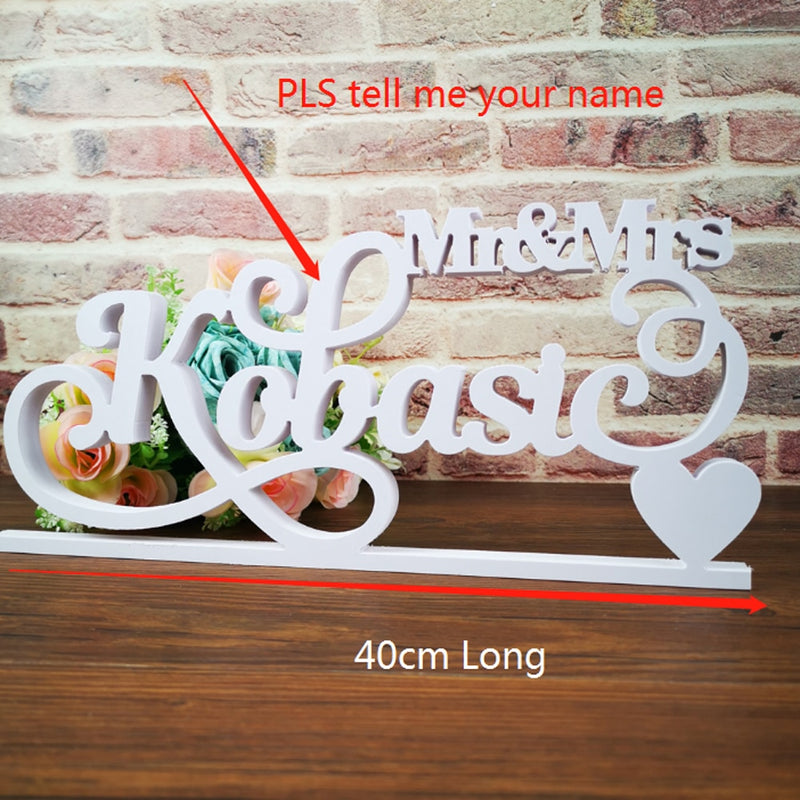 Personalised White 'Mr And Mrs (with your name)' Wedding Sign