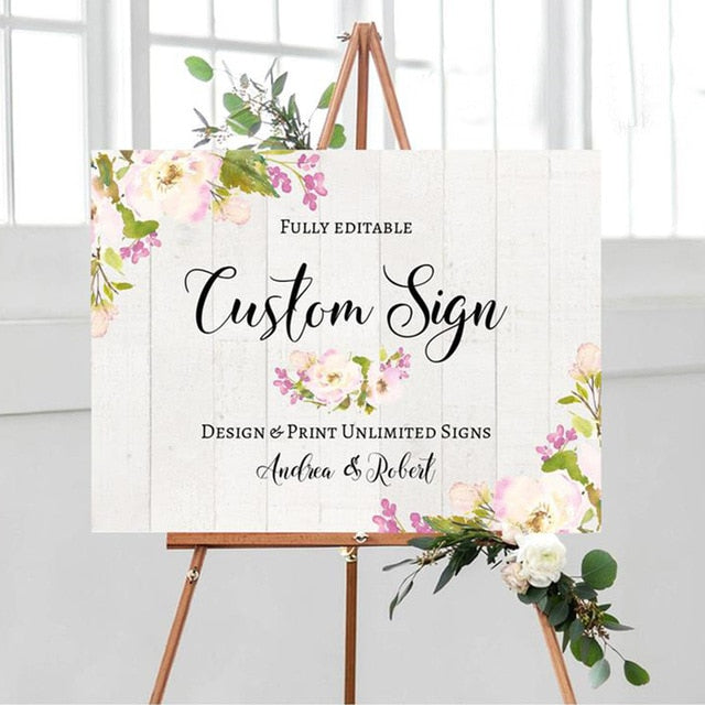 Peony Floral Welcome Sign