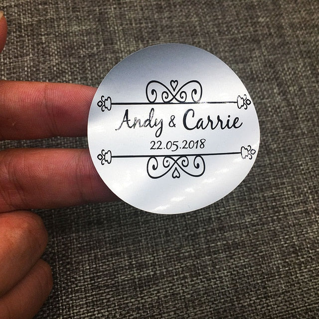 4 cm Custom100 pcs Personalized Matt Silver PVC Sticker