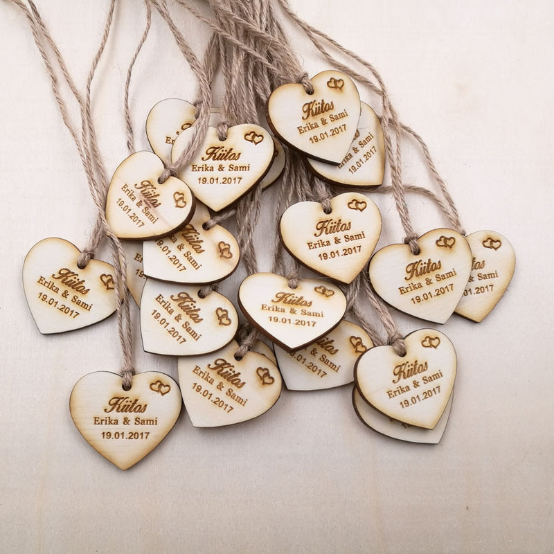 50 pieces Custom Save the Date Wooden Tags