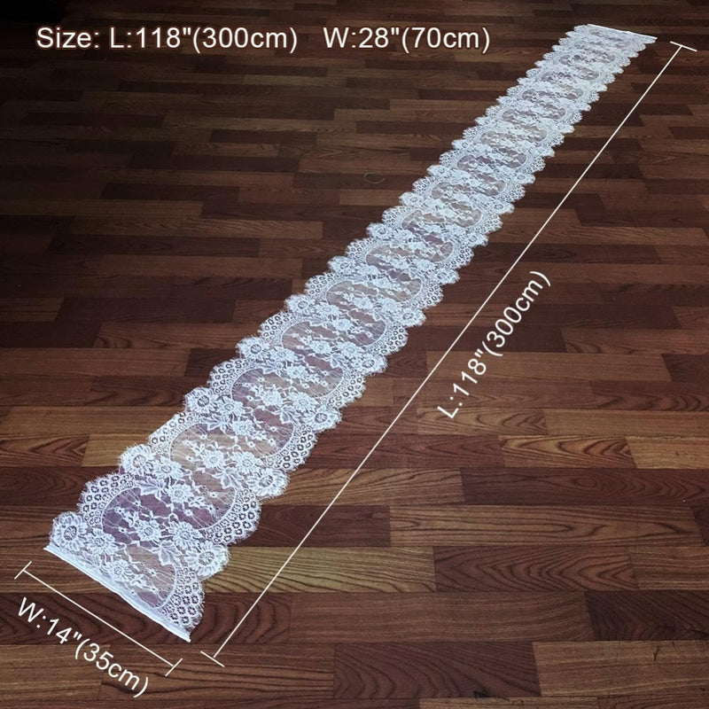 Floral Pattern V White Lace Table Runner