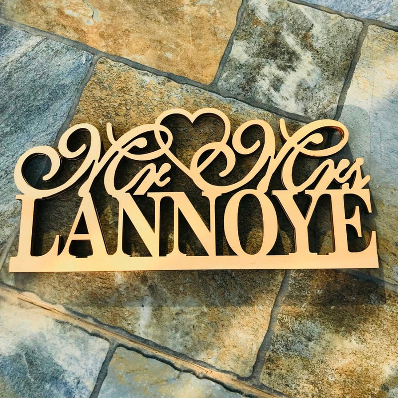 Personalised 'Mr & Mrs' Wedding Table Sign