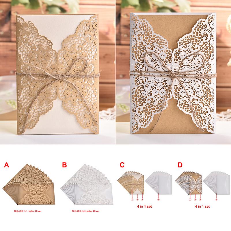 Flower Pattern Laser Cut Lace Wedding Invitations