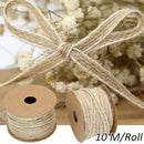 10M Roll Thin Jute Burlap Hessian Ribbon With Lace