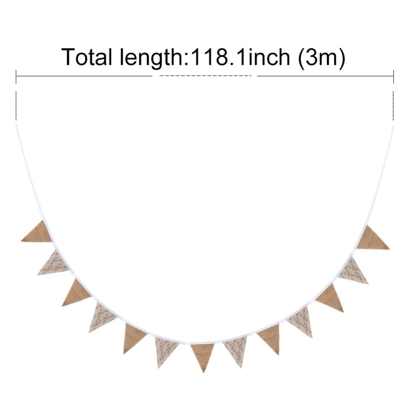 3m Vintage Flags Hessian Wedding Decoration Bunting