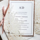 100 pieces Laser Floral Glittery Engagement and Wedding Invitation Cards